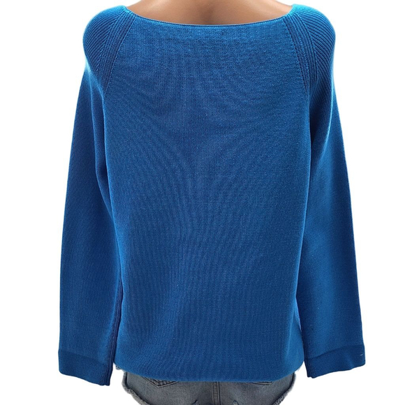 LAFAYETTE 148 New York Blue Cotton Textured Sweater L - Picture 2 of 4